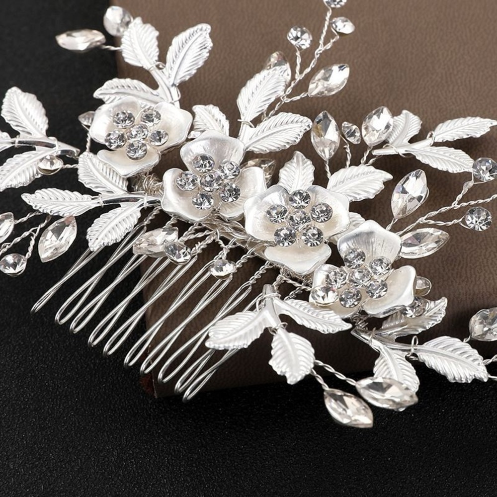 Rhinestone Bridal Hair Comb Pearl Tiaras for Women New Crystal Hairpin Clip - Picture 3 of 8